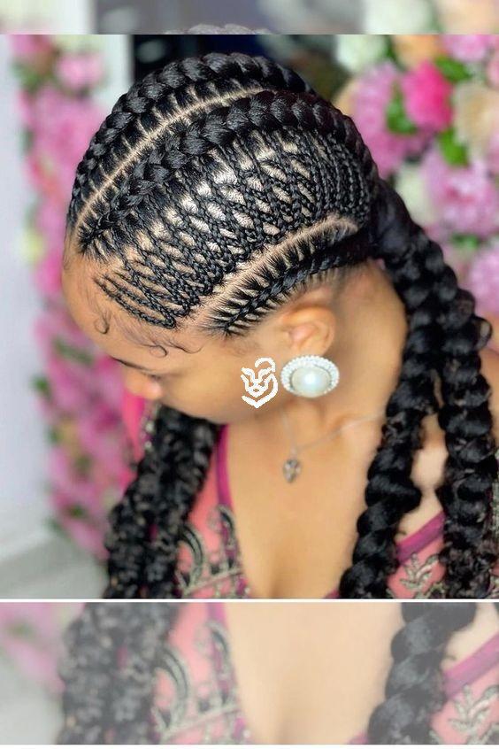 Chunky Feed-in Cornrows With Micro Lace