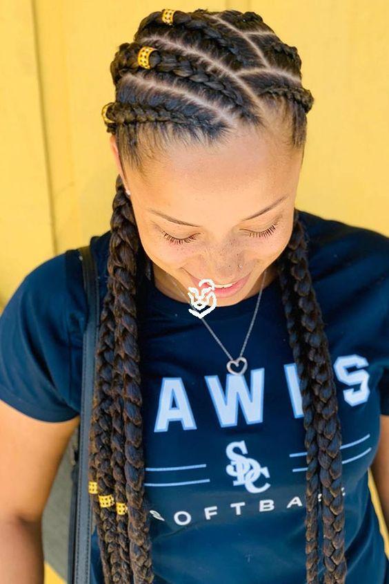 Large Herringbone Cornrows With Cuffs