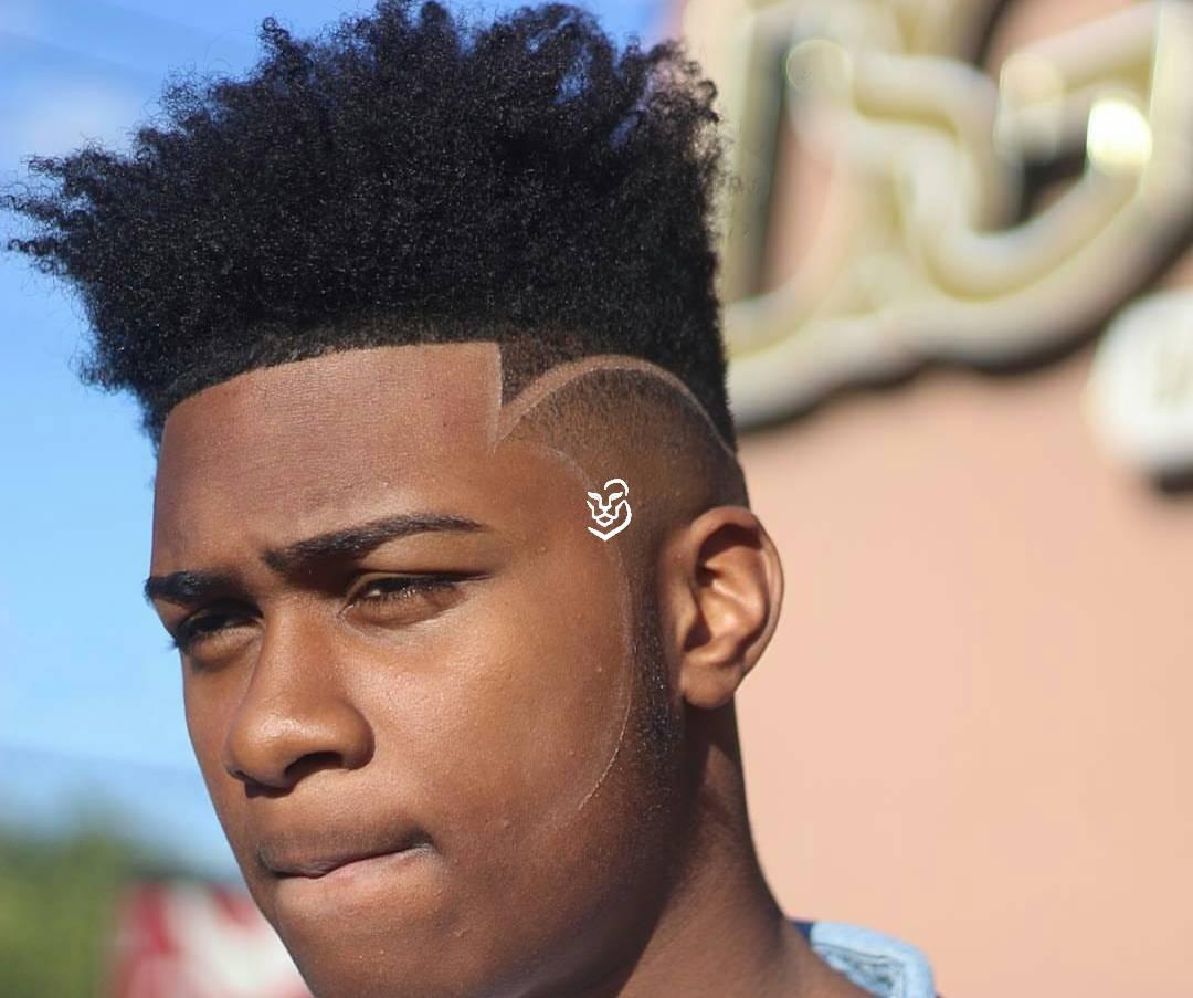 Long Natural Curls With A Line Up And Cool Hair Design