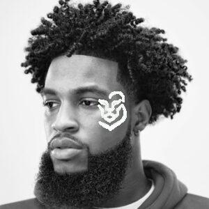 Medium Length Curls + Low Fade + Line Up + Beard