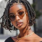 Micro braids interspersed short hair