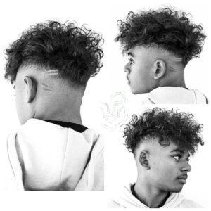 Long Curly Hair Undercut With A Bald Drop Fade