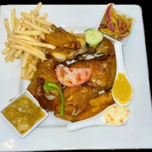 Guinea fowl with fries (Pintade)