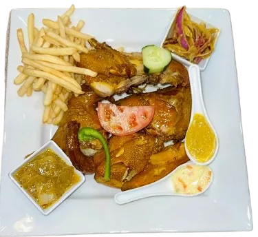 Guinea fowl with fries (Pintade)